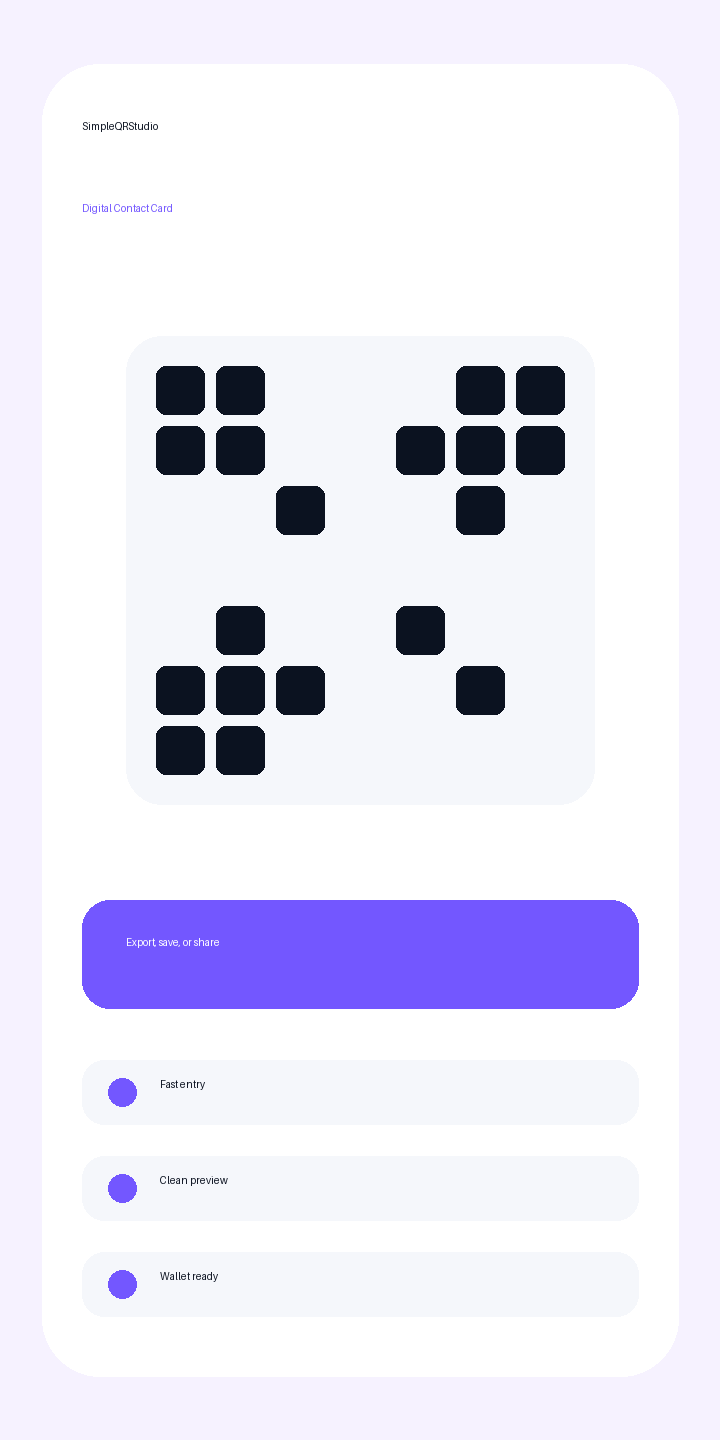 vCard QR code screenshot